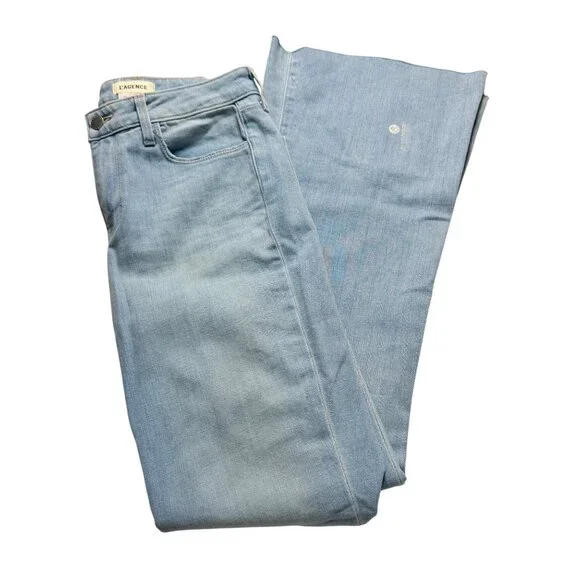 L’AGENCE High-Rise Micro Bootcut Jeans Blue Cloud Light Wash Size 26 - Picture 14 of 16